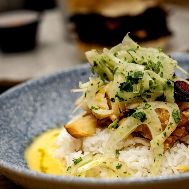 Miso and Treacle Flaked Cod, Jasmine Rice, Yuzu Beurre Blanc, Fennel Salad

 #theploughathanney #summermenu